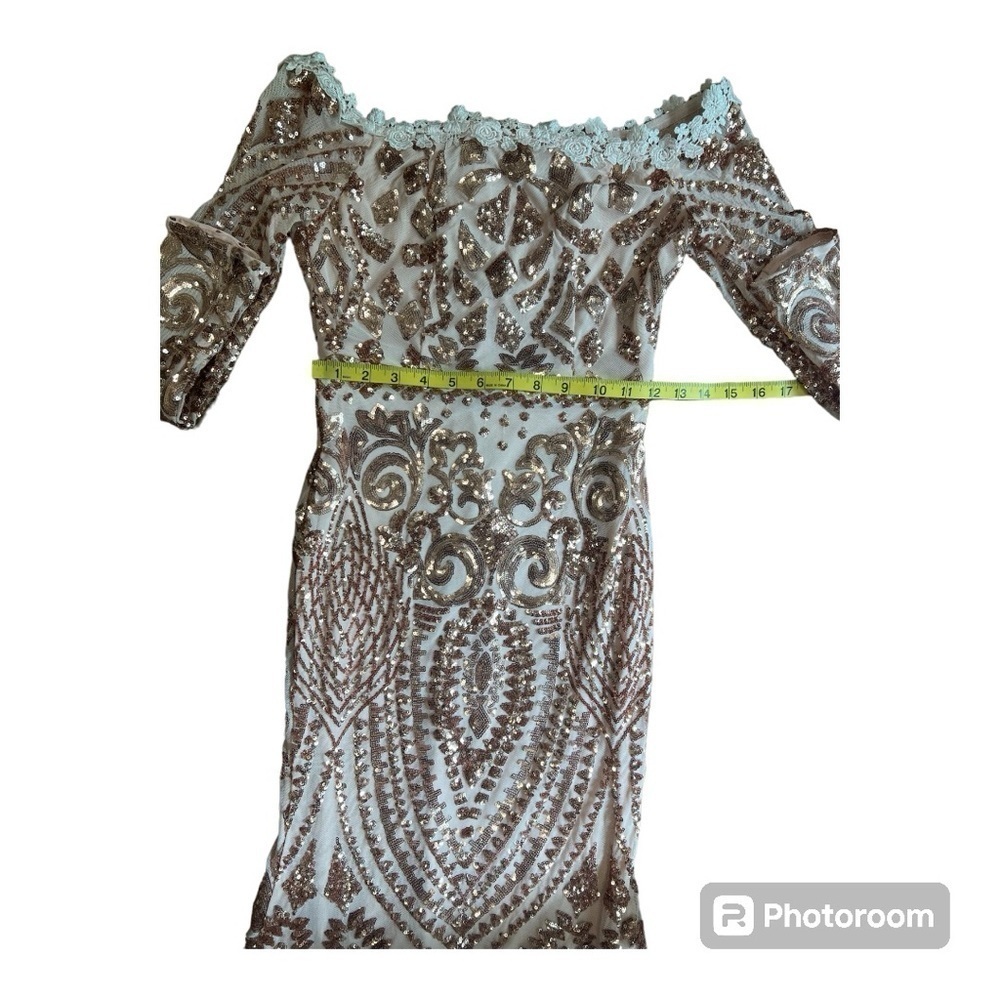 Fashion Nova Pale Pink & Rose Gold Sequins Formal Dress Size S - Picture 5 of 12